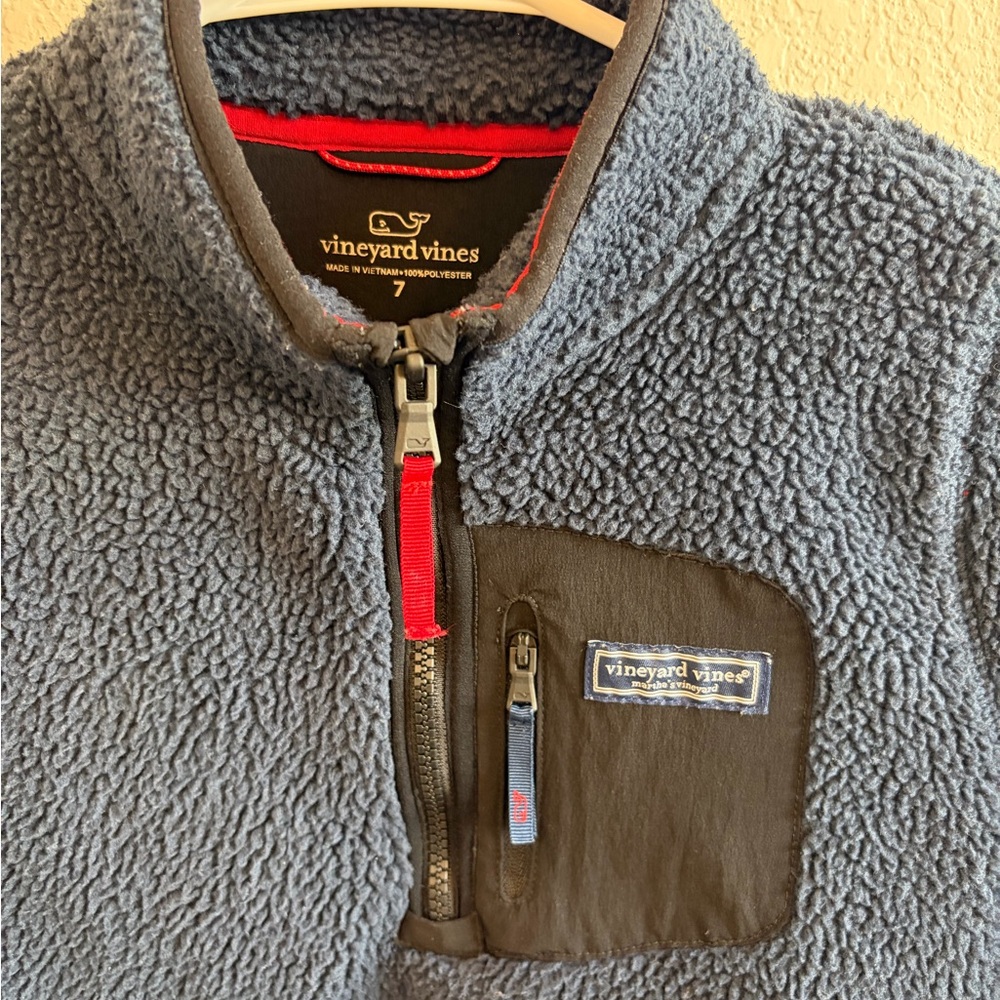Vineyard Vines Kids Blue Fleece Pullover - Picture 2 of 6